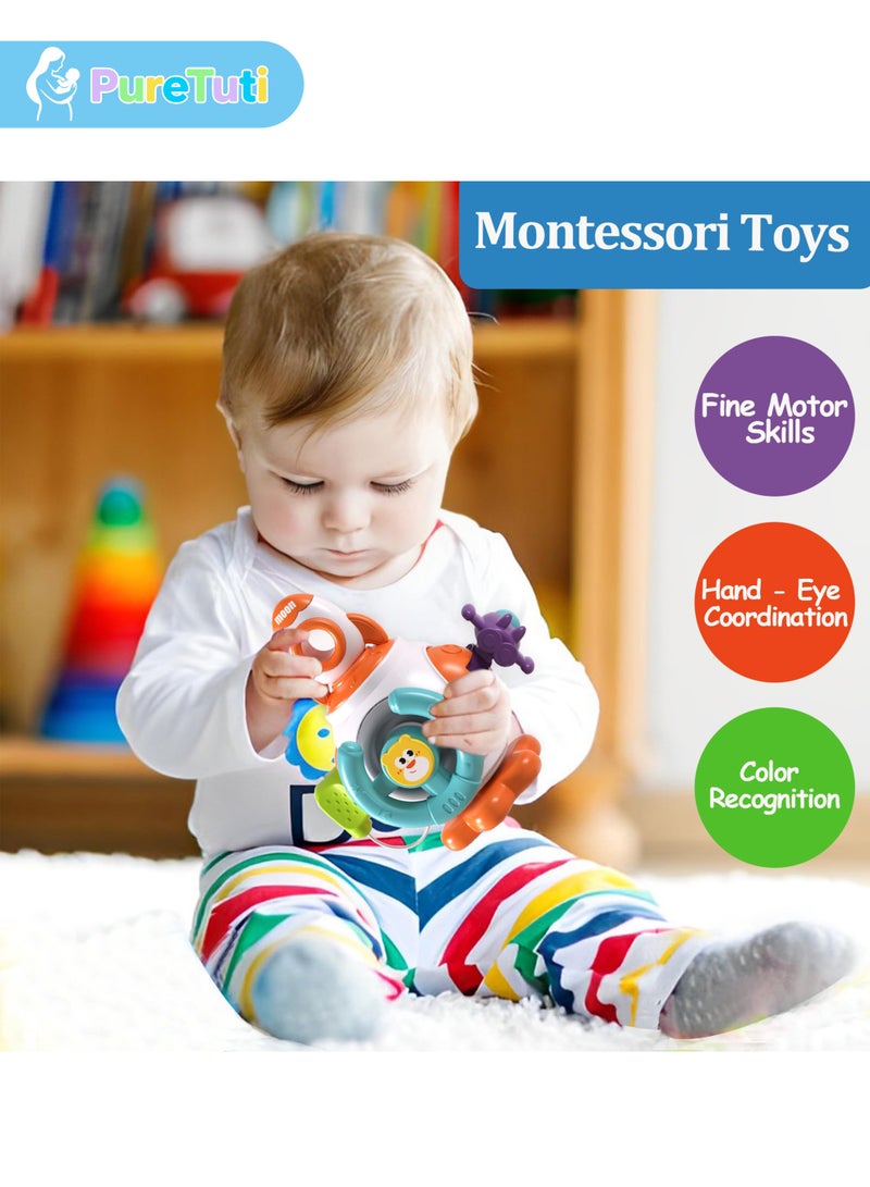 PureTuti Montessori Sensory Toys for Toddlers 1-3 - Travel Activities Busy Board Cube - Baby Gifts for 6 9 12 18 Months 1 2 One Year Old Infant Boys Girls - Airplane Plane Car Travel Toys Educational Learning - Image 2