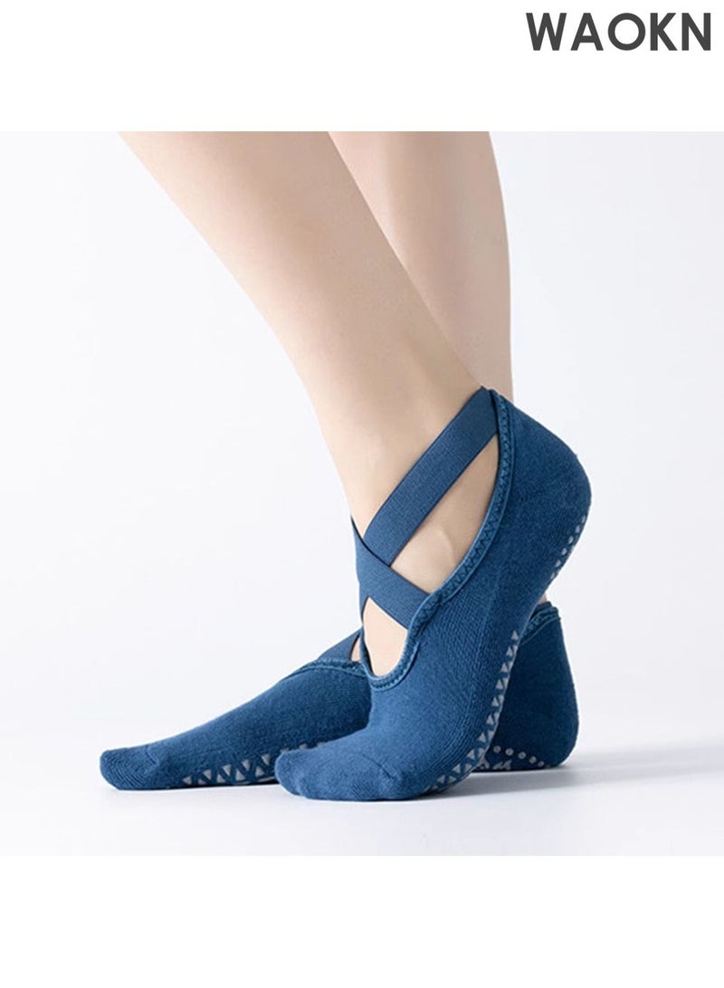 WAOKN 4 Pairs Yoga Socks，Non-Slip Cotton Socks for Pilates Pure Barre Ballet Dance Socks Comfortable, Breathable & Moisture-Wicking & Stability-Focused Barefoot Workout Socks（Pink，Black，Grey, Blue） - Image 4