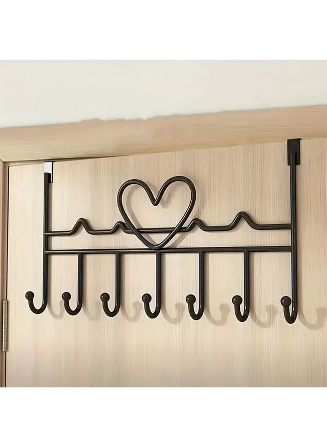 Black Decorative Over the Door Hooks Stainless Steel Heart Design 2pcs - Image 3