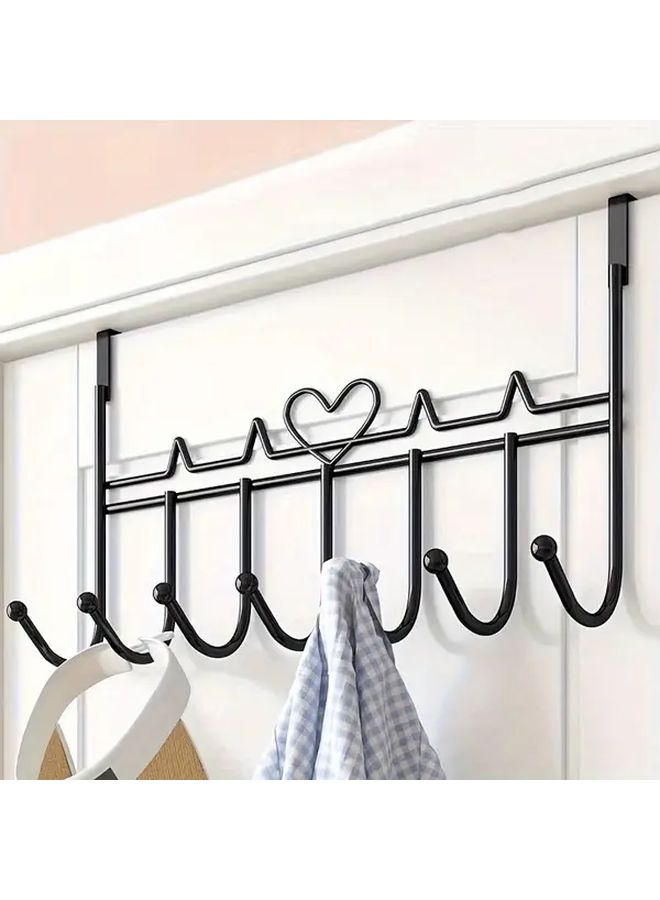 Black Decorative Over the Door Hooks Stainless Steel Heart Design 2pcs - Image 2