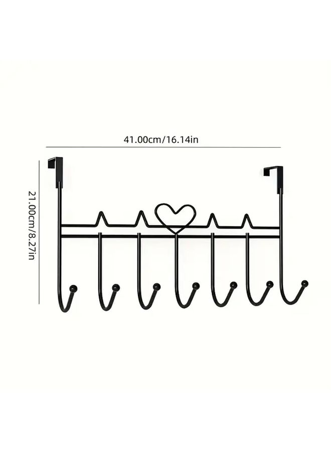 Black Decorative Over the Door Hooks Stainless Steel Heart Design 2pcs - Image 4