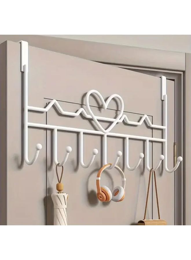 Black Decorative Over the Door Hooks Stainless Steel Heart Design 2pcs - Image 1
