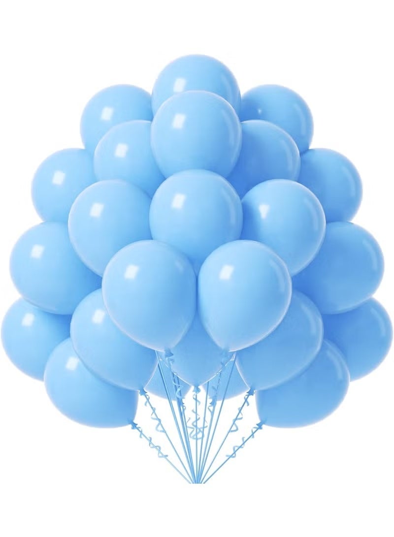 Blue Balloons 12 inch, 50 Pack Light Blue Latex Party Balloons Helium Quality for Birthday Graduation Baby Shower Gender Reveal Party Wedding Decorations (with Blue Ribbon) - Image 1