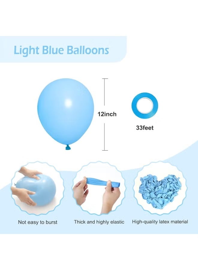 Blue Balloons 12 inch, 50 Pack Light Blue Latex Party Balloons Helium Quality for Birthday Graduation Baby Shower Gender Reveal Party Wedding Decorations (with Blue Ribbon) - Image 5
