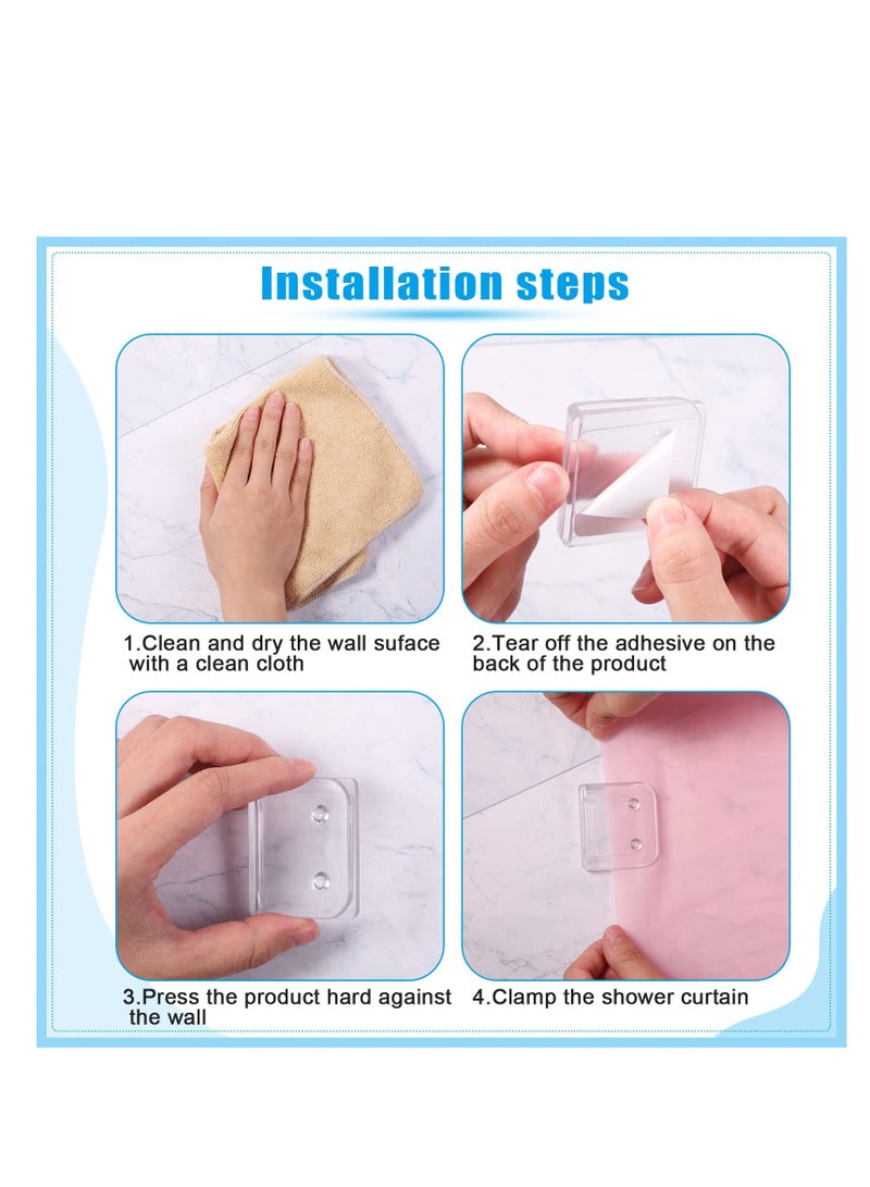 Barakah مشابك ستارة الاستحمام حاملة واقي رذاذ شفاف لاصق مقاوم للرياح للحفاظ على الماء في الاستحمام إلى الجدار لستائر الاستحمام الداخلية (12) - Image 4