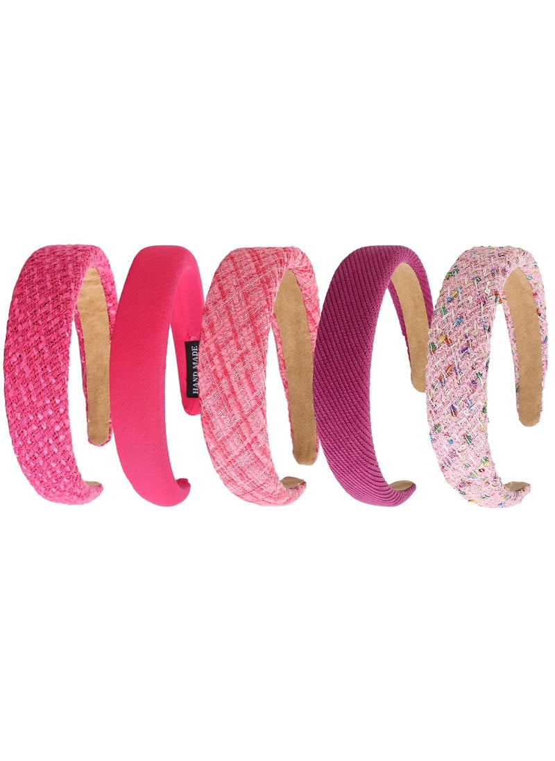 LifeDawn - LifeDawn Hairband 5PCS Pink Non Slip Padded Headbands for Women  Fashion Head Bands for Women Headwear Barrette Styling Tools Accessories - Image 1