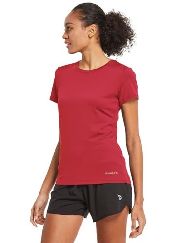 baleaf Women's Short Sleeve Running Workout Shirts Athletic Tops Lightweight Quick Dry Training Yoga Crewneck Red M - Image 3