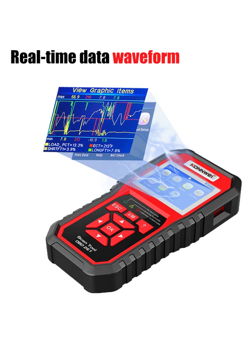 كونوي ماسح ضوئي K W850 OBDII لقراءة رموز السيارة وأداة تشخيص لمراقبة ضوء فحص المحرك للسيارات OBDII بعد عام 1996 - Image 4