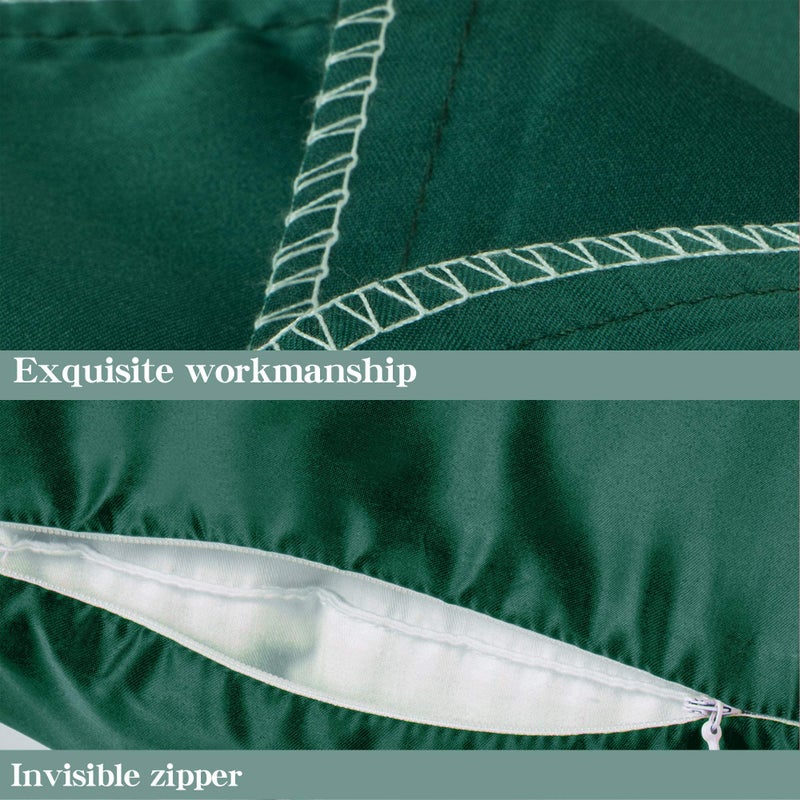 NTBAY Zippered Satin Pillow Cases for Hair and Skin, Luxury Standard Hidden Zipper Pillowcases Set of 2, 20x26 Inches, Dark Green - Image 4