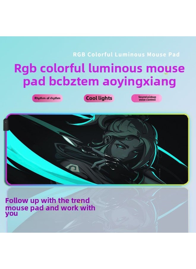 Generic - Oversized Anime Fearless Contract Mouse Pad Viper Valorant Luminous Game E-Sports Keyboard Pad Office Desk Mat-Color:400*800*3mm-Pattern:Fearless Contract (11) Glows - Image 1