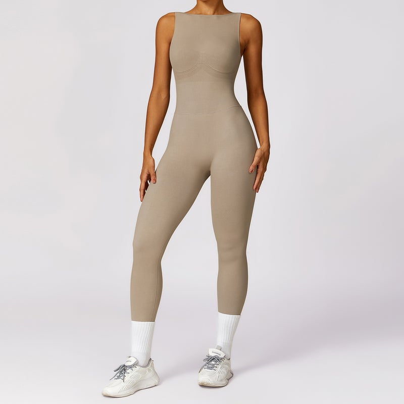 Generic ZeChuang Backless Yoga Jumpsuit Fitness Bodysuit Women 7448 Linen