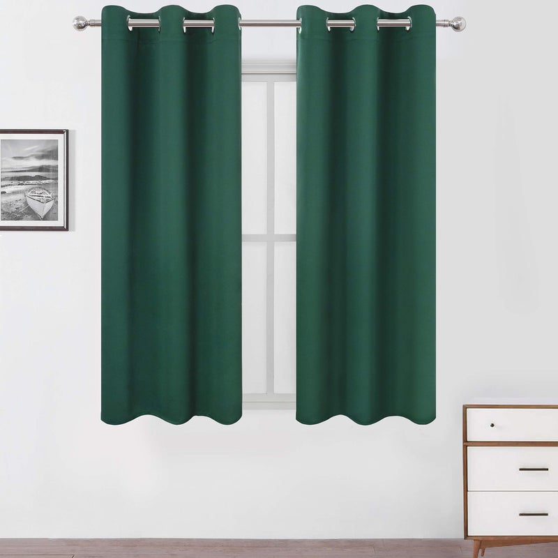 LEMOMO Dark Green Bedroom Blackout Curtains38 x 54 Inch LongSet of 2 Curtain PanelsThermal Insulated Room Darkening Curtains for Bedroom