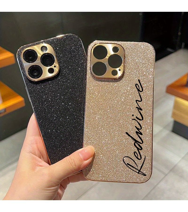Custom Text Electroplated Shiny DIY Name Design Phone Case For iPhone 13 Pro Golden - Image 2