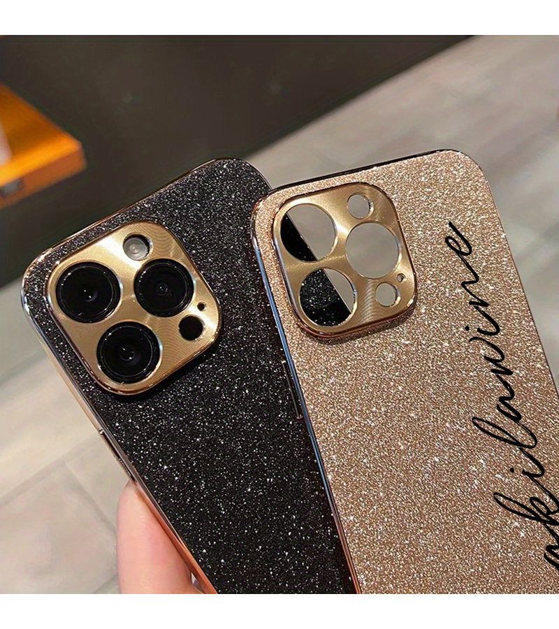 Custom Text Electroplated Shiny DIY Name Design Phone Case For iPhone 13 Pro Golden - Image 4