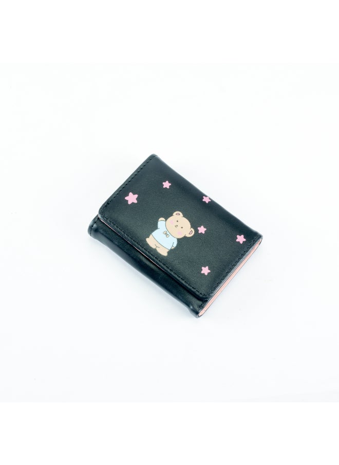 Generic Leather Flip Wallet & Card Holder with Multiple  Pockets Black  - Image 1