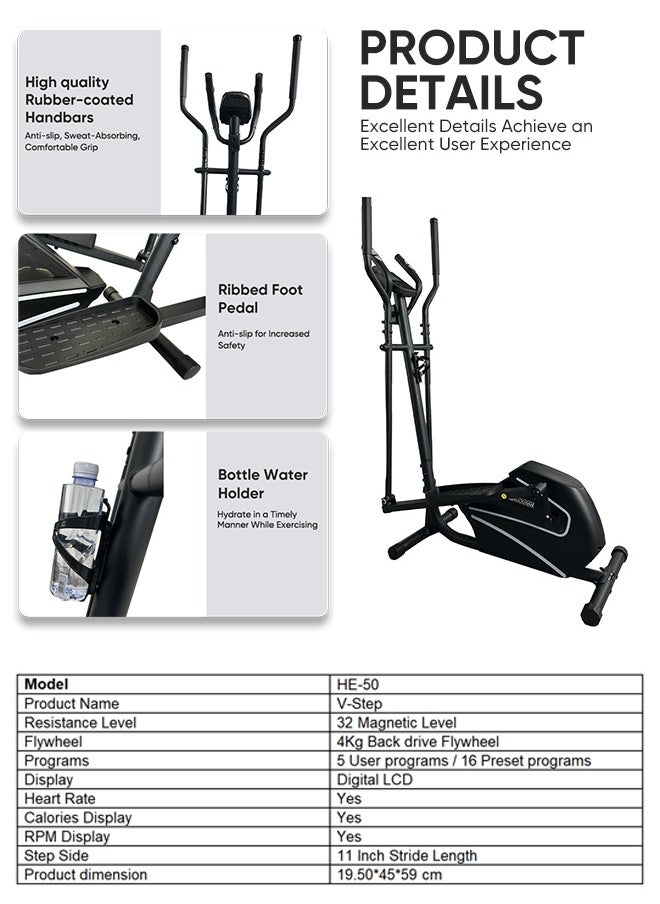 JC BUCKMAN - Rear Driven Elliptical Training Machine/ Stepper For Home Use Ultra Quiet With 32 Levels of Magnetic Resistance - Image 1
