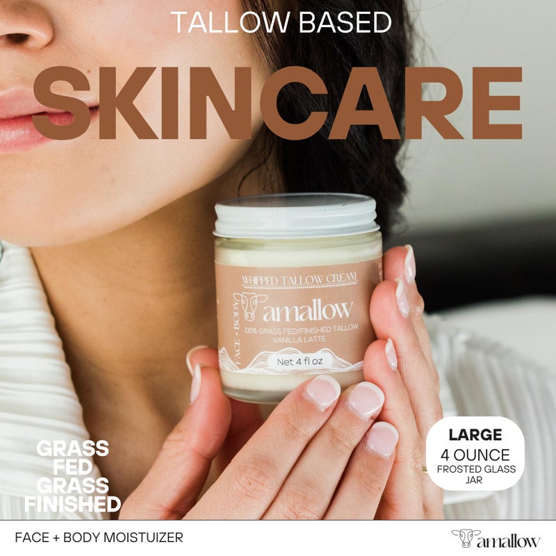 Amallow 100% Grass Fed Beef Tallow for Skin Care - Face + Body - Whipped Moisturizer - Natural Lotion, 4 FL. oz. (Vanilla Latte) - Image 2