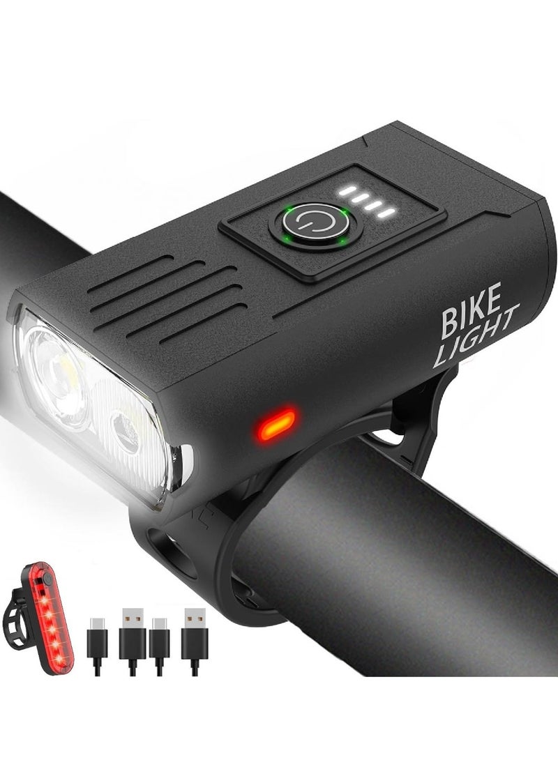 Vierex Bike Light High Lumens Super Bright Bicycle Light 6+4 Modes USB Rechargeable Bike Headlight & Tail Light Set, Waterproof Safety Bike Front & Rear Light for Road, Mountain, Night Riding - Image 1