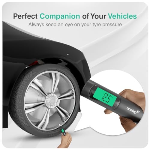 Onelap TyreChek™ - Digital Tyre Pressure Gauge (Zinc Alloy Head) | 0-150 PSI | Suitable for Car, Truck, Bike, Bicycle with Backlight LCD - Image 2