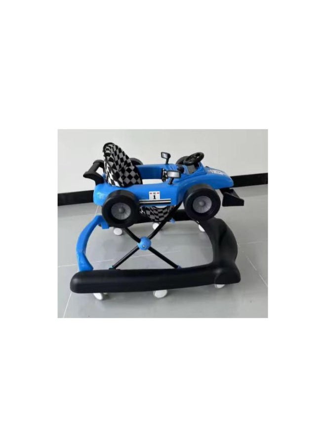 umbrella - Baby Walker in the Shape of a Car - 3-in-1 Multi-function Brakes - Black and Blue - Image 1