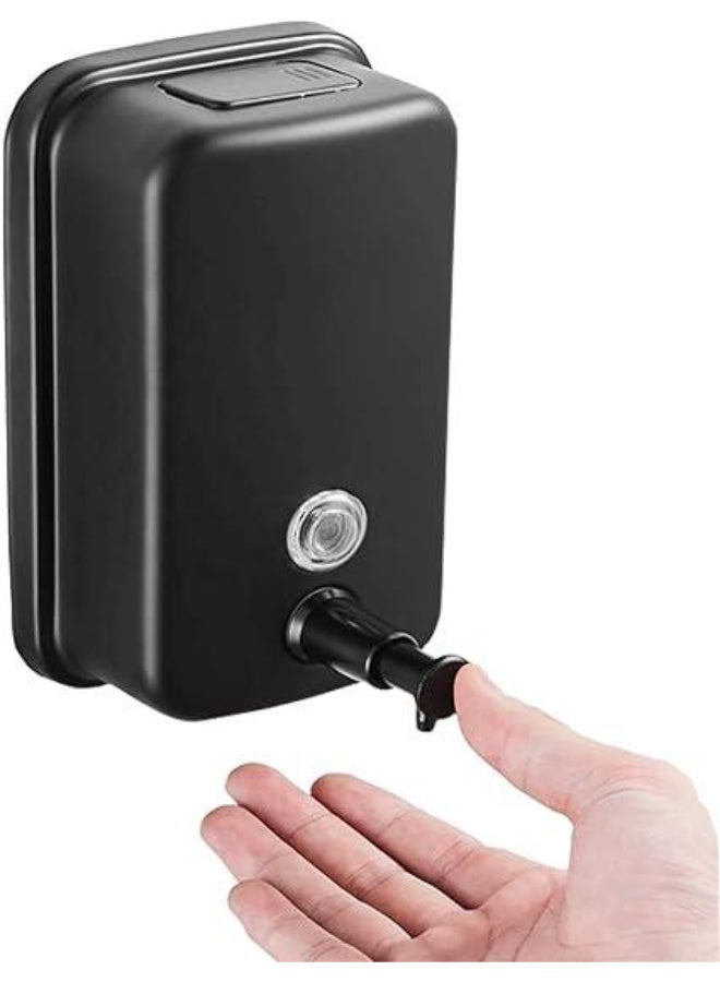 Matte Black Hand Soap Dispenser Stainless Steel Wall Mounted 1000ml Large Capacity Metal Hand Sanitizer Holder for Hand Soap Anti-Rust Design for Commercial & Home Bathroom Kitchen - Image 1