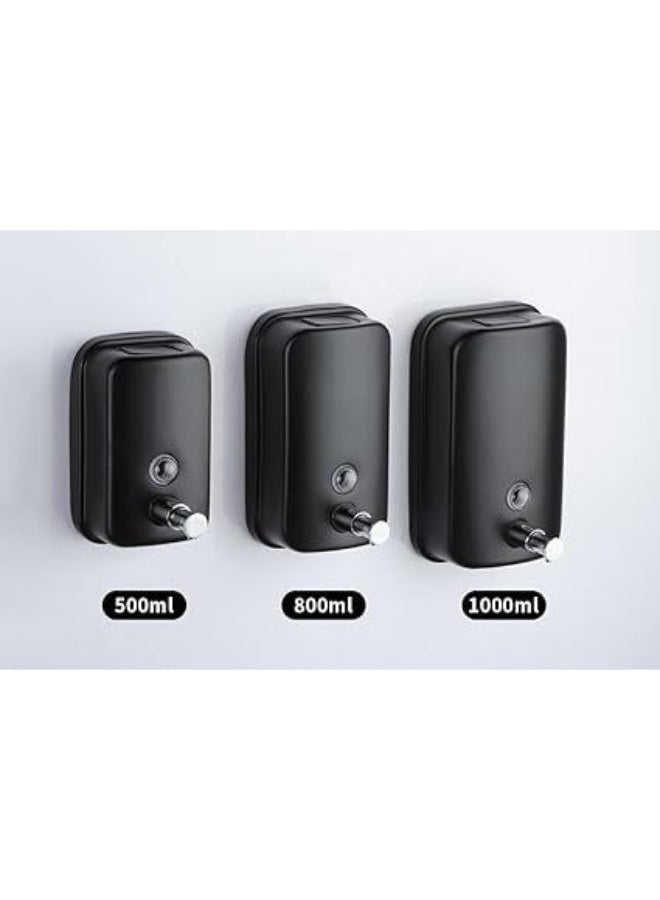 Matte Black Hand Soap Dispenser Stainless Steel Wall Mounted 1000ml Large Capacity Metal Hand Sanitizer Holder for Hand Soap Anti-Rust Design for Commercial & Home Bathroom Kitchen - Image 3