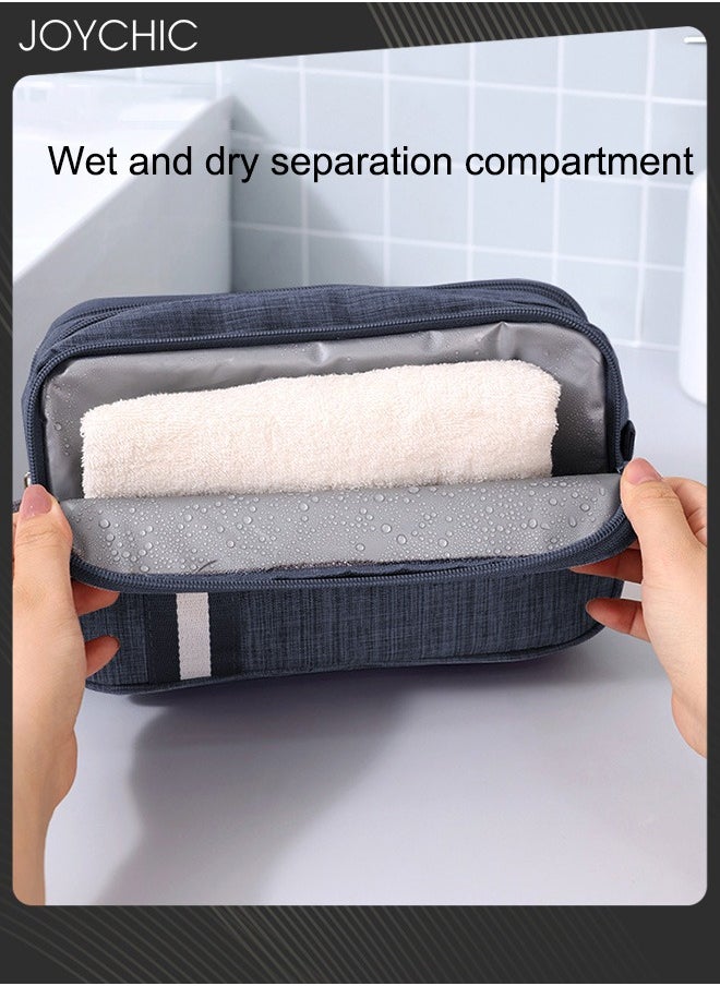 Joychic - Dry and Wet Separation Large Capacity Cosmetic Bag for Women and Men Portable Waterproof Travel Business Trip Toiletry Bag Multi-purpose Storage Organizer Black - Image 1