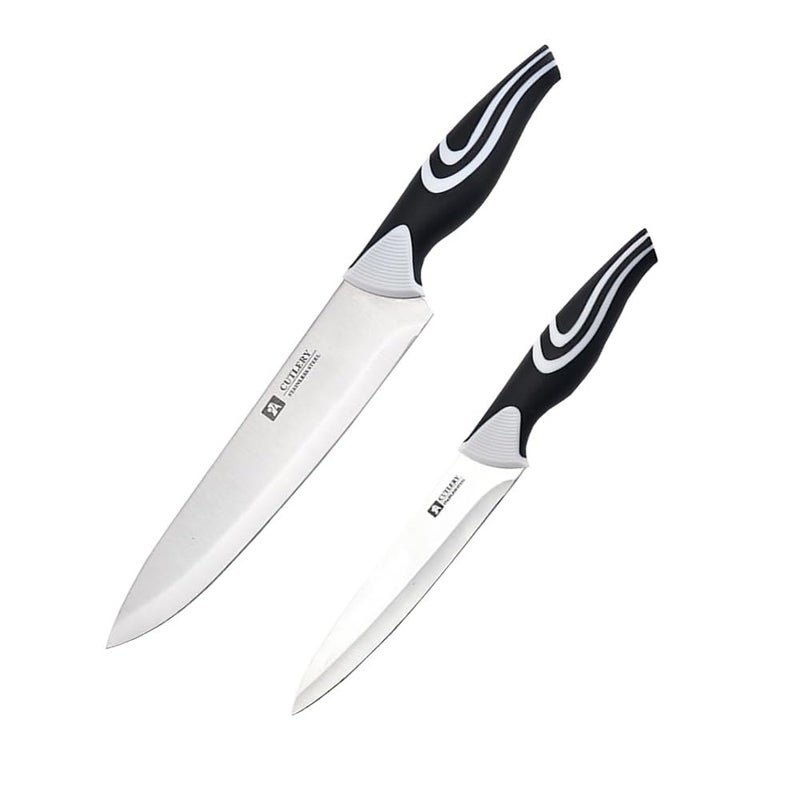 zunsy zunsy Stainless Steel 2 Pcs Professional Kitchen Knife SetMeat KnifeChef Knife with NonSlip Handle High Carbon Steel KnifeBlack  - Image 1
