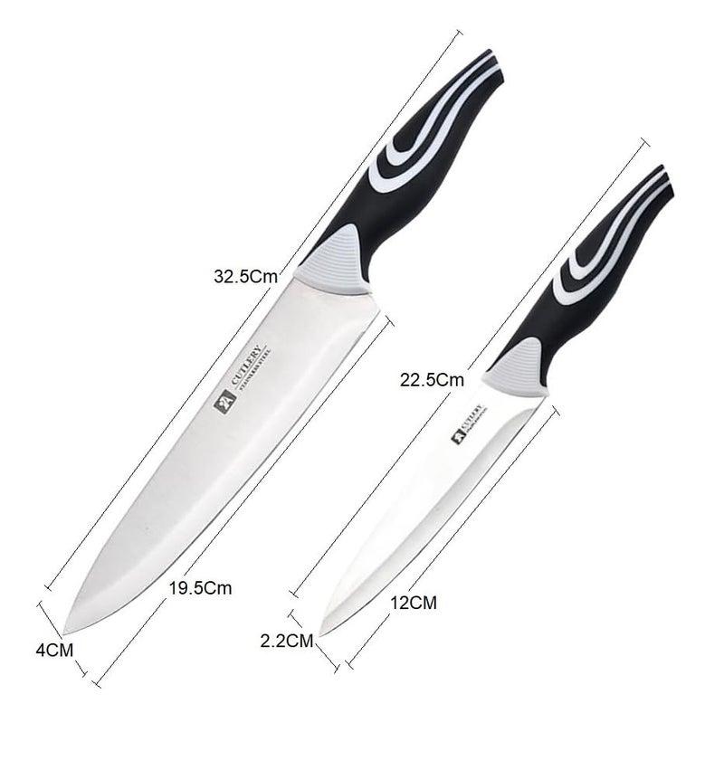 zunsy zunsy Stainless Steel 2 Pcs Professional Kitchen Knife SetMeat KnifeChef Knife with NonSlip Handle High Carbon Steel KnifeBlack  - Image 2