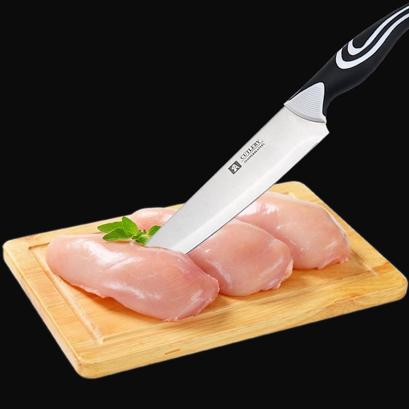 zunsy zunsy Stainless Steel 2 Pcs Professional Kitchen Knife SetMeat KnifeChef Knife with NonSlip Handle High Carbon Steel KnifeBlack  - Image 3