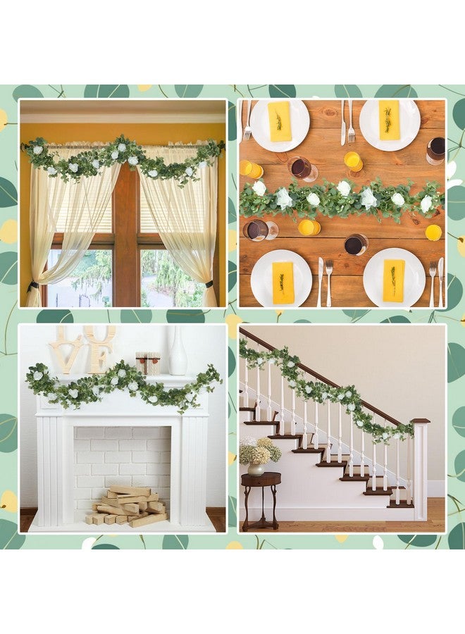 كانلير كانليير، قطعتان كبيرتان باللون الأبيض للسيد والسيدة لطاولة الزفاف مع إكليل زهور اصطناعية بطول 5.91 قدم، ولافتة حروف خشبية وإكليل زهور اصطناعية لديكور قطعة مركزية لطاولة الخطوبة والذكرى السنوية للزفاف - Image 5