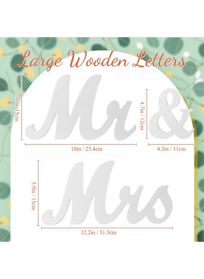 كانلير كانليير، قطعتان كبيرتان باللون الأبيض للسيد والسيدة لطاولة الزفاف مع إكليل زهور اصطناعية بطول 5.91 قدم، ولافتة حروف خشبية وإكليل زهور اصطناعية لديكور قطعة مركزية لطاولة الخطوبة والذكرى السنوية للزفاف - Image 3