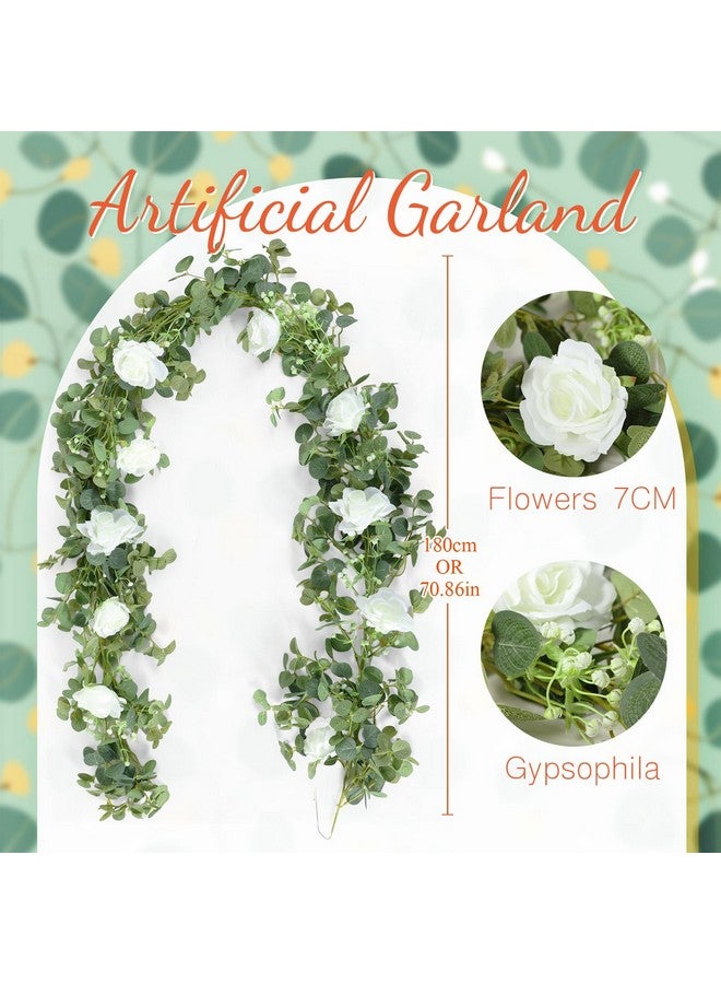 كانلير كانليير، قطعتان كبيرتان باللون الأبيض للسيد والسيدة لطاولة الزفاف مع إكليل زهور اصطناعية بطول 5.91 قدم، ولافتة حروف خشبية وإكليل زهور اصطناعية لديكور قطعة مركزية لطاولة الخطوبة والذكرى السنوية للزفاف - Image 2