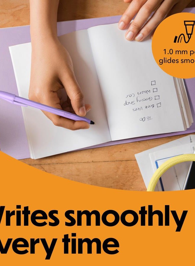 Bic Cristal Pastel Ballpoint Pens, Black Ink, Pastel Colored Barrels, Pens for Journaling, 24-Count Pack - Image 4