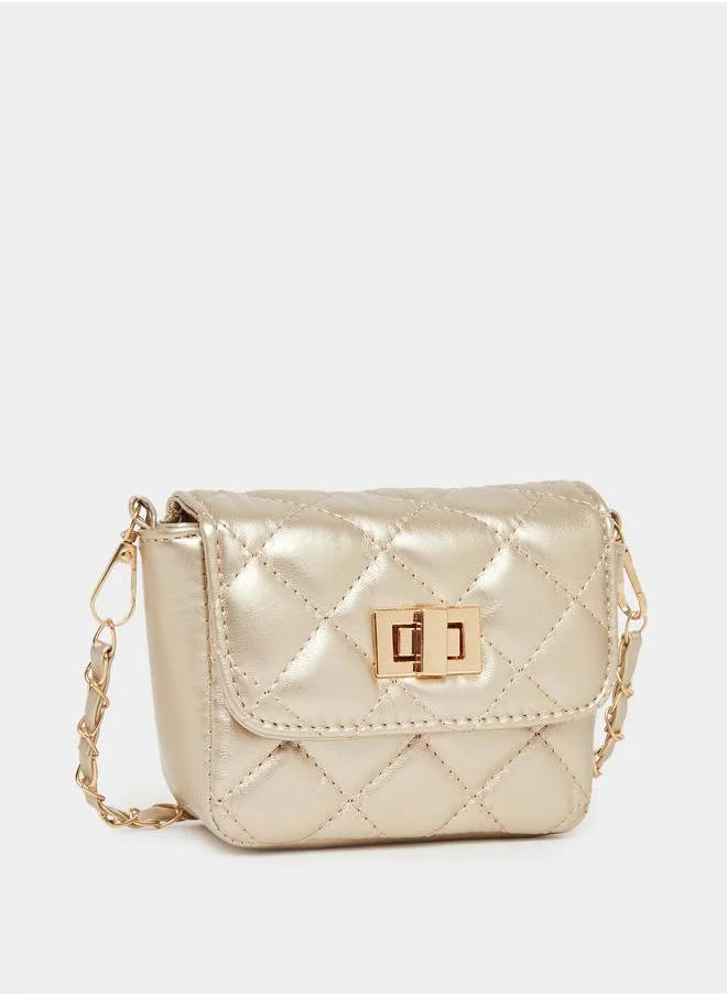 ستايلي Styli Quilted Crossbody Bag with Chain Strap