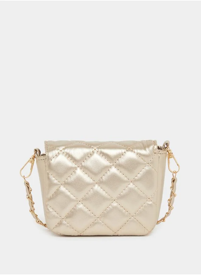 ستايلي Styli Quilted Crossbody Bag with Chain Strap