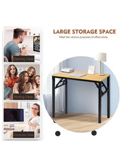 SKY-TOUCH Folding Table Multi Functional Portable Desk With AdjUStable Height Legs For Computer Camping, Garden, Picnic,Coffee,Bbq,100 50 75Cm, Wood, SK3C3-folding desk 100×50cm  - Image 3