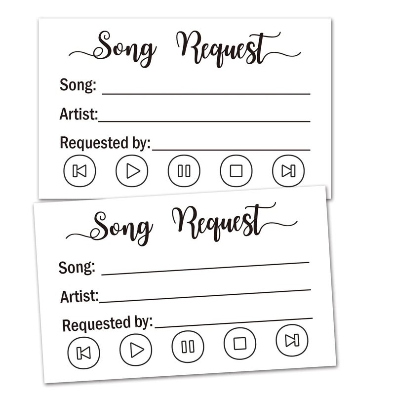 TENTADO 50 Song Request Cards for Wedding DJ Prom Party Response Card Plain RSVP kit for Wedding Baby Bridal Shower Birthday Invitations 35 X 2 inches