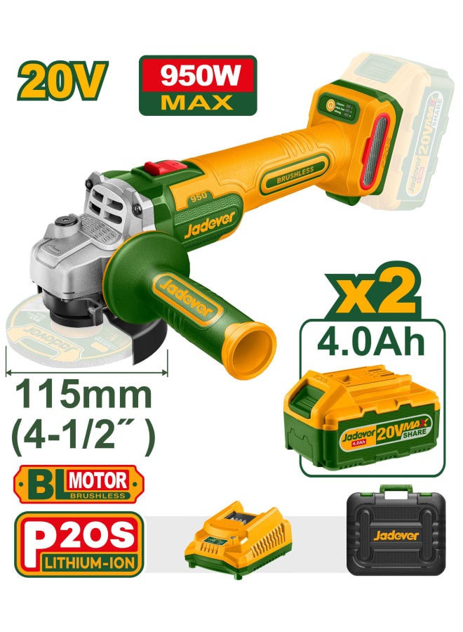 JADEVER Cordless angle grinder 20V 4.5" JDLAP5322