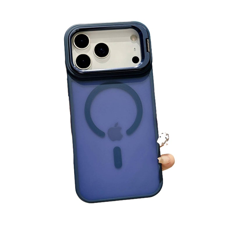 BB غطاء MagSafe بPC لـ iPhone 16 / 16 Plus / 16 Pro / 16 Pro Max مع مقاوم لبصمات الأصابع وحامل قائم مع مغناطيس قوي مع ملمس ناعم باللون أزرق مغناطيسي بوظيفة حامل باللون الأزرق - Image 2