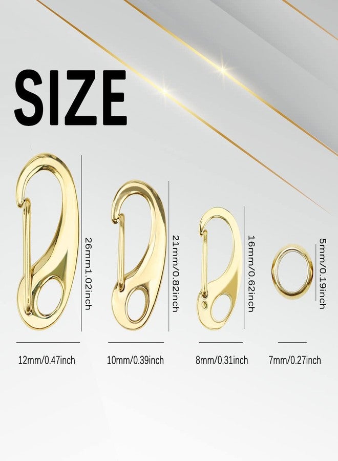 YOLUFER 3 Set Pet Tag Quick Clip Stainless Steel Buckle with Rings Stainless Steel Hook with Rings for Pet ID Tags (Gold) - Image 2