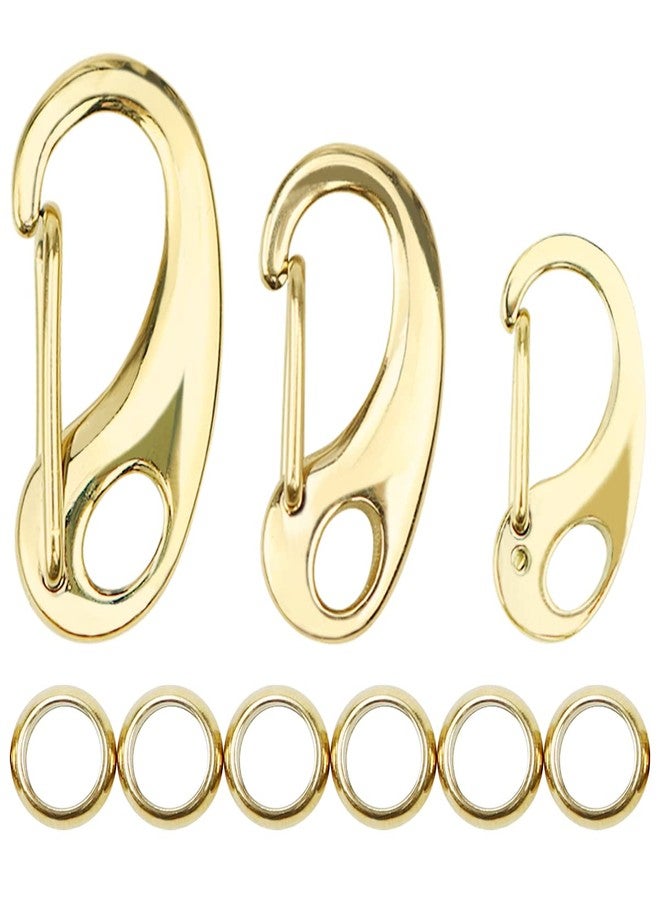 YOLUFER 3 Set Pet Tag Quick Clip Stainless Steel Buckle with Rings Stainless Steel Hook with Rings for Pet ID Tags (Gold) - Image 1