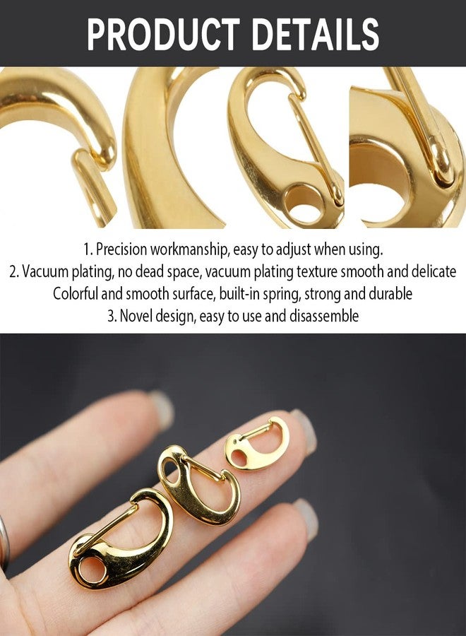 YOLUFER 3 Set Pet Tag Quick Clip Stainless Steel Buckle with Rings Stainless Steel Hook with Rings for Pet ID Tags (Gold) - Image 3