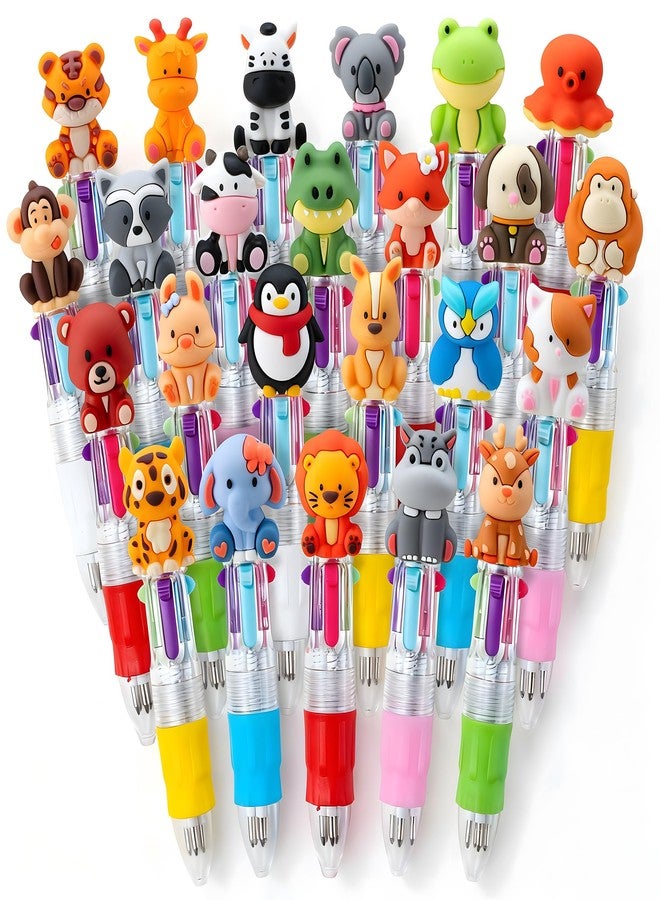 DMIGHT Mini Safari Animal Multicolor Pens in One 4-in-1 Cute Pens Bulk for Kids, Ballpoint Pen for Birthdays and Children's Parties, Fun Gifts Assorted Ink Kawaii Pen (24, Multicolor, 24) - Image 1
