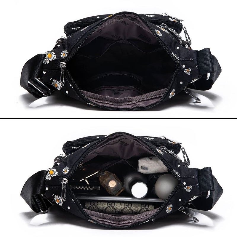 Pealwel Women Shoulder Handbag Roomy Multiple Pockets Bag Ladies Crossbody Purse Tote Top Handle Satchel(Flower) - Image 5