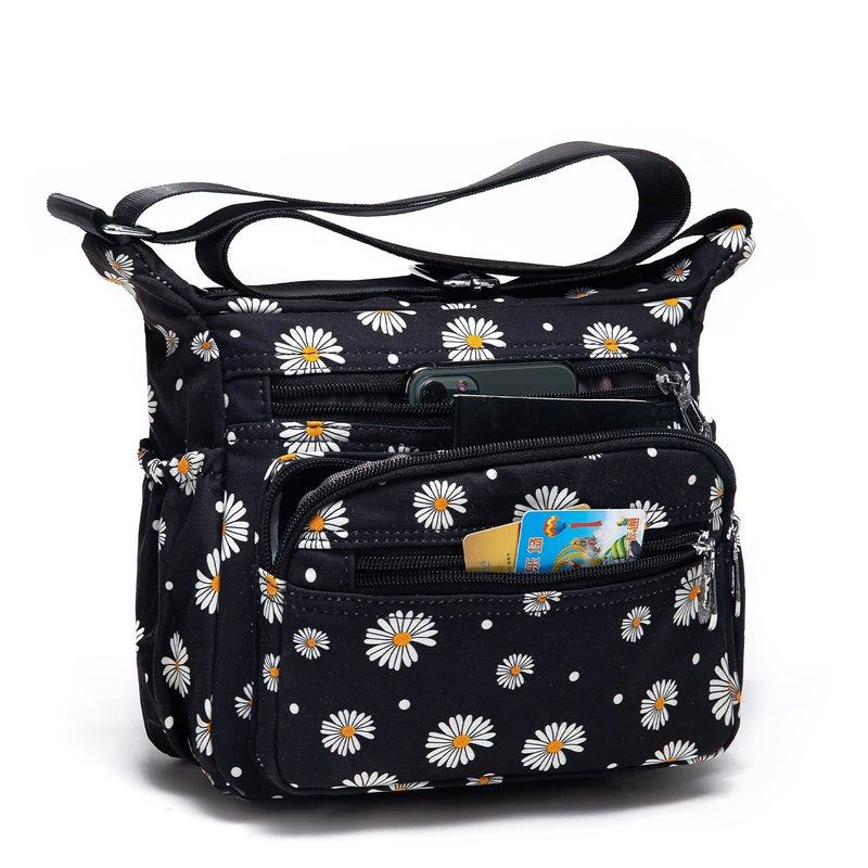 Pealwel Women Shoulder Handbag Roomy Multiple Pockets Bag Ladies Crossbody Purse Tote Top Handle Satchel(Flower) - Image 3