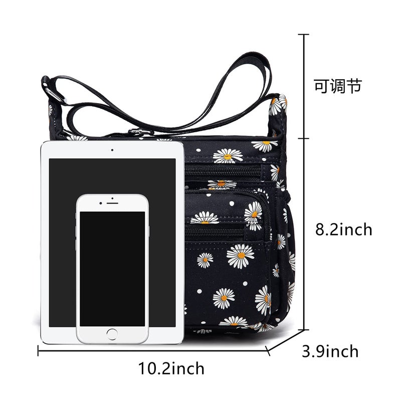 Pealwel Women Shoulder Handbag Roomy Multiple Pockets Bag Ladies Crossbody Purse Tote Top Handle Satchel(Flower) - Image 4