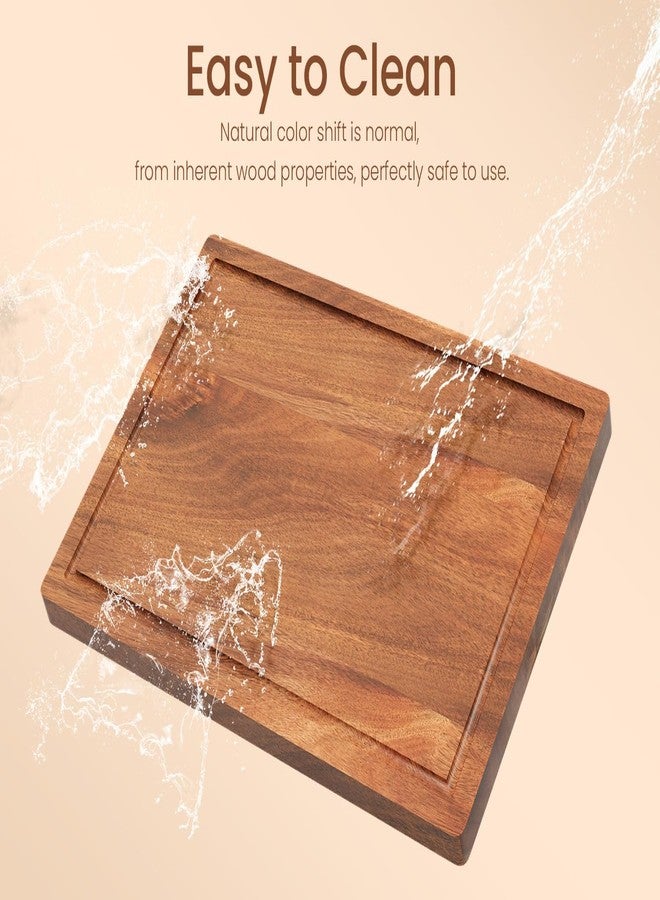Danfoxer Set of 3 Acacia Wood Cutting Board Set,Wooden Chopping Boards with Juice Groove and Stand Holder for Kitchen,Butcher Block for Meat,Vegetables, Fruit - Image 3
