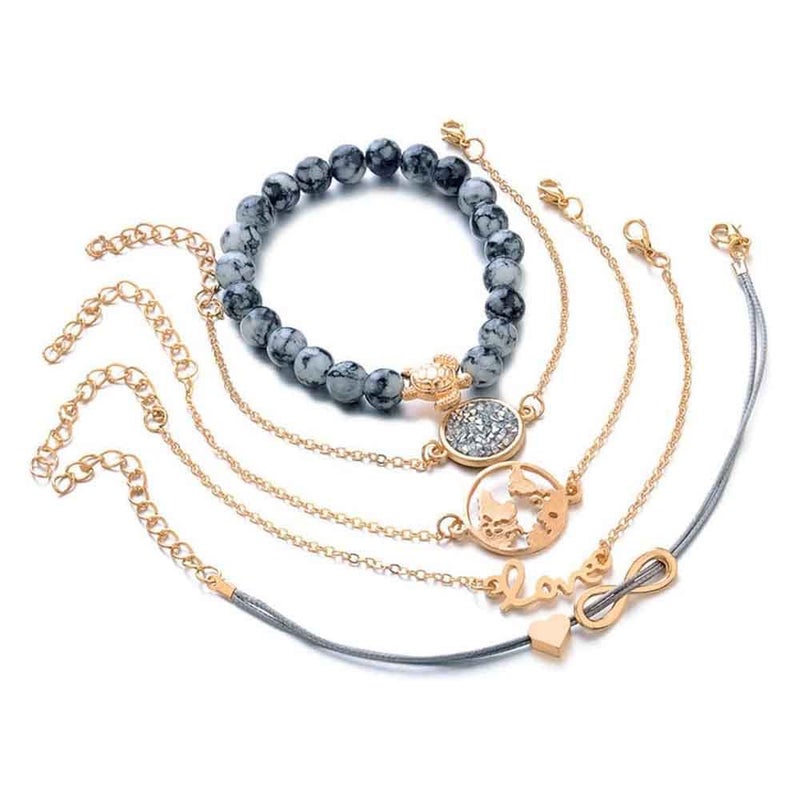 SOWUGI 5PCS Triangle Knot Stackable Open Cuff Bracelet Set Bangle Women - Image 2