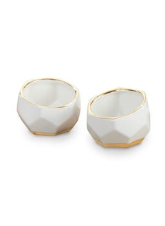 Kate Aspen Kate Aspen 23216NA Geometric Ceramic Planters Decorative Bowls (Set of 2) Trinket Dish, Home, Room, Desk, Table Décor, One Size, White  - Image 1
